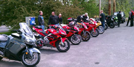 Motorcycles at the gas station stop